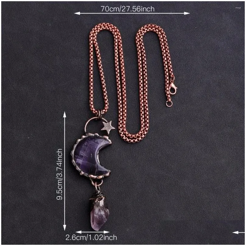 Pendant Necklaces YEEVAA 1PC Star Moon Amethyst Natural Stone Necklace Jewelry Gift(Comes With Original Necklace)