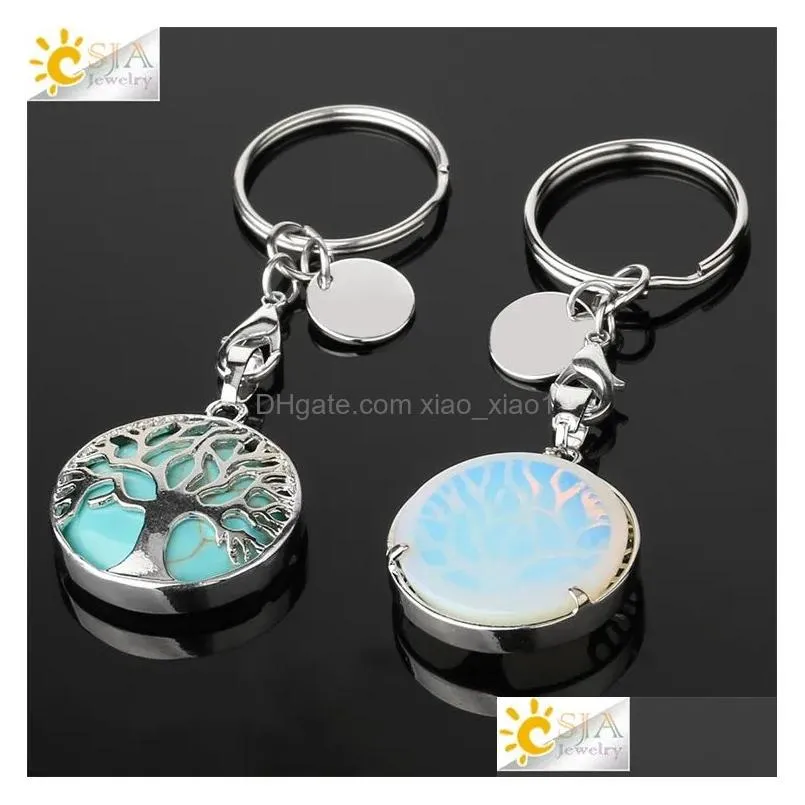 ups natural crystal personalized simple hollow life tree luggage keychain keyring pendant accessories foreign trade source 10.3