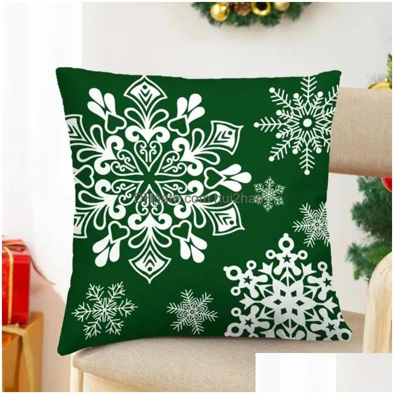 pillow elk pillowcase vibrant christmas with hidden zipper snowflake print square throw cover for sofa festive