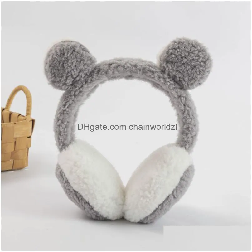 soft plush ear warmer winter warm earmuffs cute antize panda-shaped earmuffs solid color comfortable ear protection earmuffs
