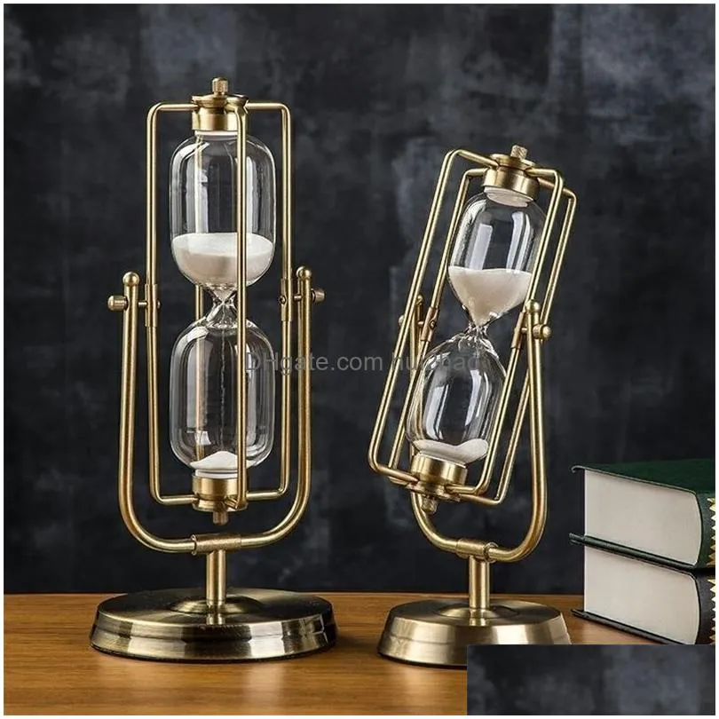 decorative objects luxury globe timer sand clock retro sandglass time hourglass nordic home decoration rotating hour glass office desktop ornaments