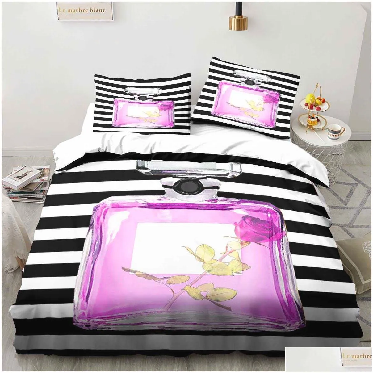 bedding sets perfume pattern bedding rose flower twin bedding set 3 piece comforter set bed duvet cover double king cover home textile