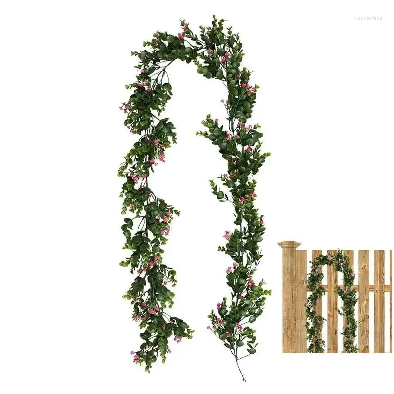 Decorative Flowers Eucalyptus Garland With 5.9 Feet Christmas Wall Greenery Home Decors Adjustable Green For Window