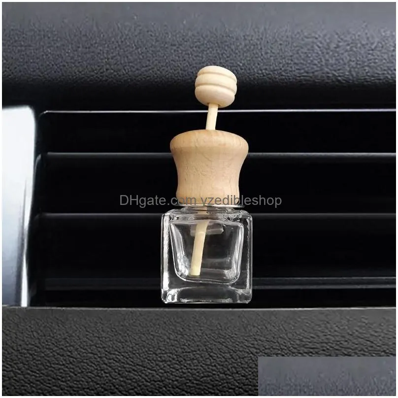 car perfume bottles empty with clip wood stick  oils diffusers air conditioner vent clips automobile air freshener glass bottle cars