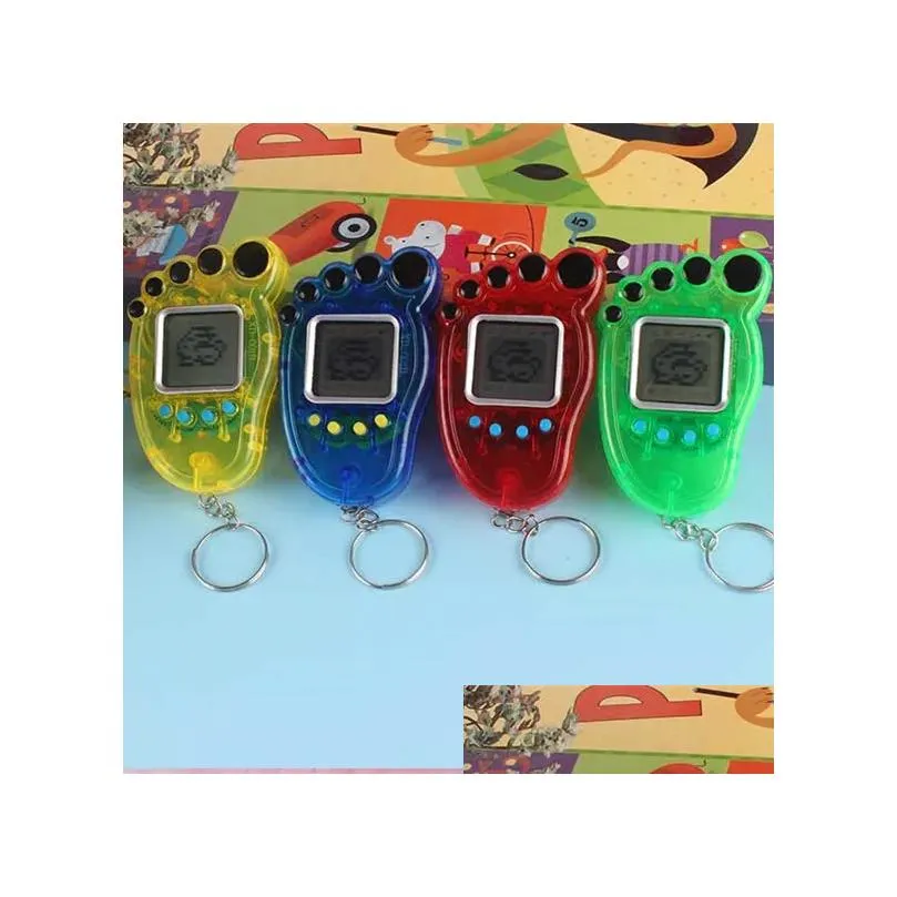 Foot Shape Electronic Pets Tamagotchi Key Ring Vintage Digital Pocket Mini Retro Game Machine Keychain Nostalgic Virtual Toy For Kids Adult