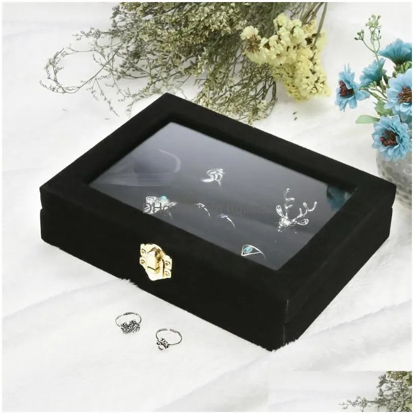 jocestyle velvet jewelry jewelry box jewelry organizer display storage glass cover holder rack for ring earring c19021601270p