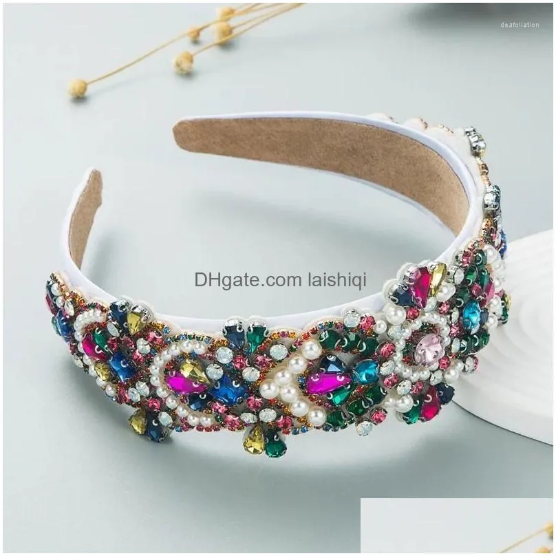 womens pearl rhinestone headbands fashion baroque luxury ladies face wash bridal hair accessories wholesale