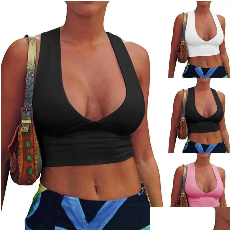 Camisoles & Tanks Hollow Fashion Tops Out Deep Sexy Tight V-Neck Tank Sleeveless Women`s Blouse