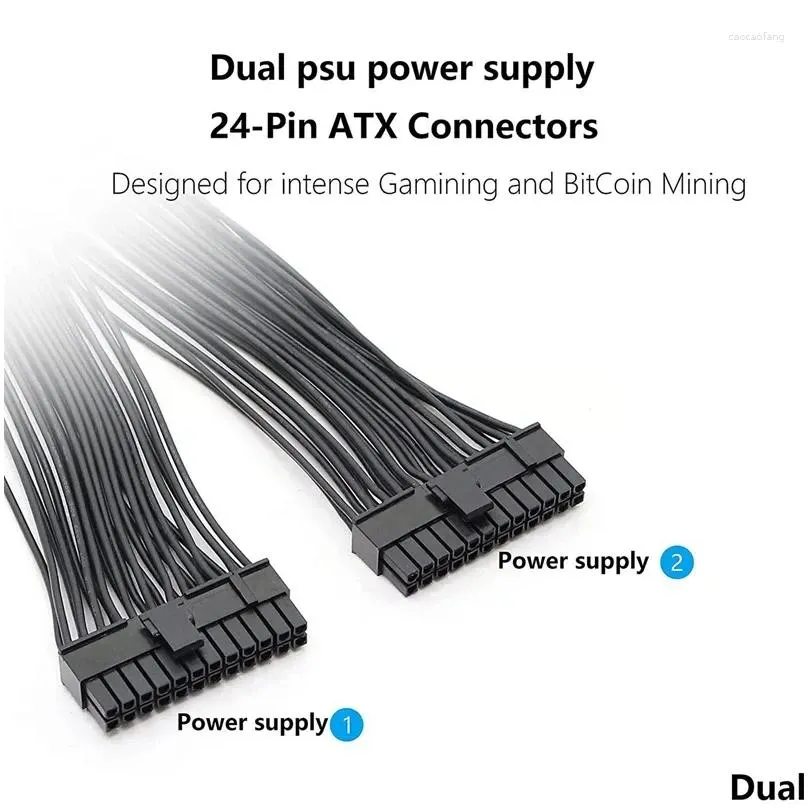 Computer Cables 4X Dual PSU Power Supply 24-Pin ATX Motherboard Splitter Cable 24Pin(20 4) For Extension