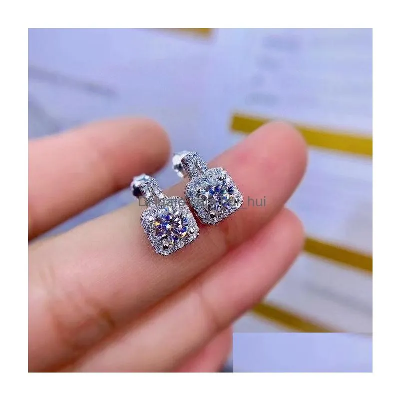 925 sterling silver passed test classic moissanite diamond square shape earrings d color vvs fashion luxury jewelry gift267b