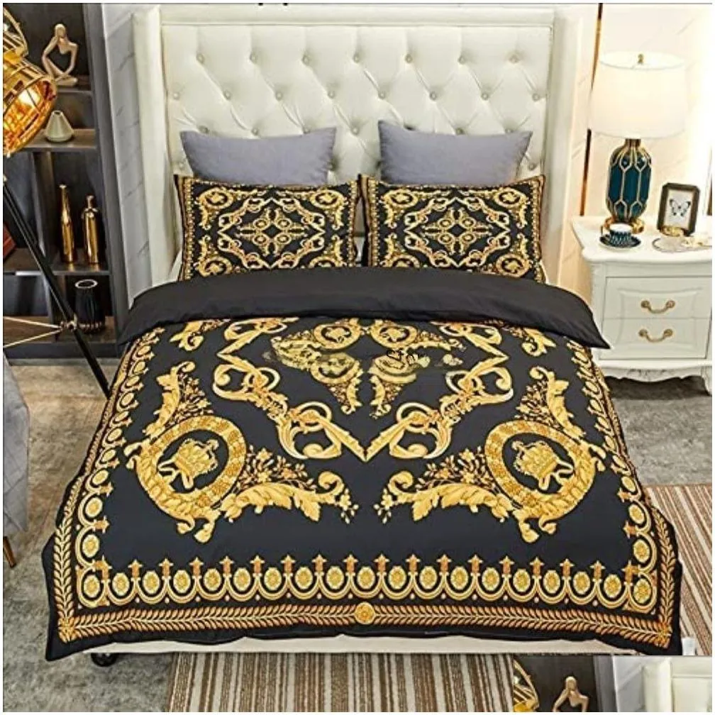 bedding sets luxury baroque modern art 3d golden  bedding animal bed linen set duvet cover set 23 pcs single double microfiber bed cover