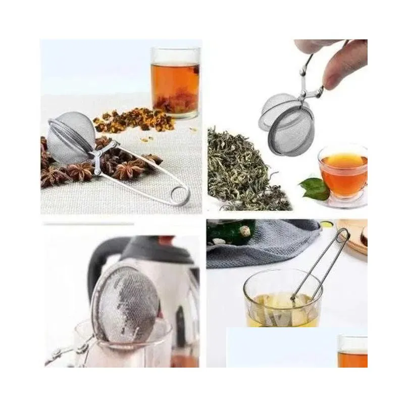 Kitchenware Accessories Tools Tea Infuser 304 Stainless Steel Sphere Mesh Strainer Coffee Herb Spice Filter Diffuser Handle Ball