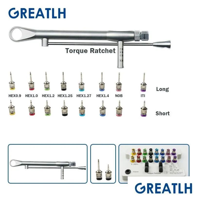Other Oral Hygiene Other Oral Dental Implant Screw Driver Colorf Torque Wrench Ratchet 1070Ncm With 16Pcs Restoration Tools Kit Drop D Dhbvr