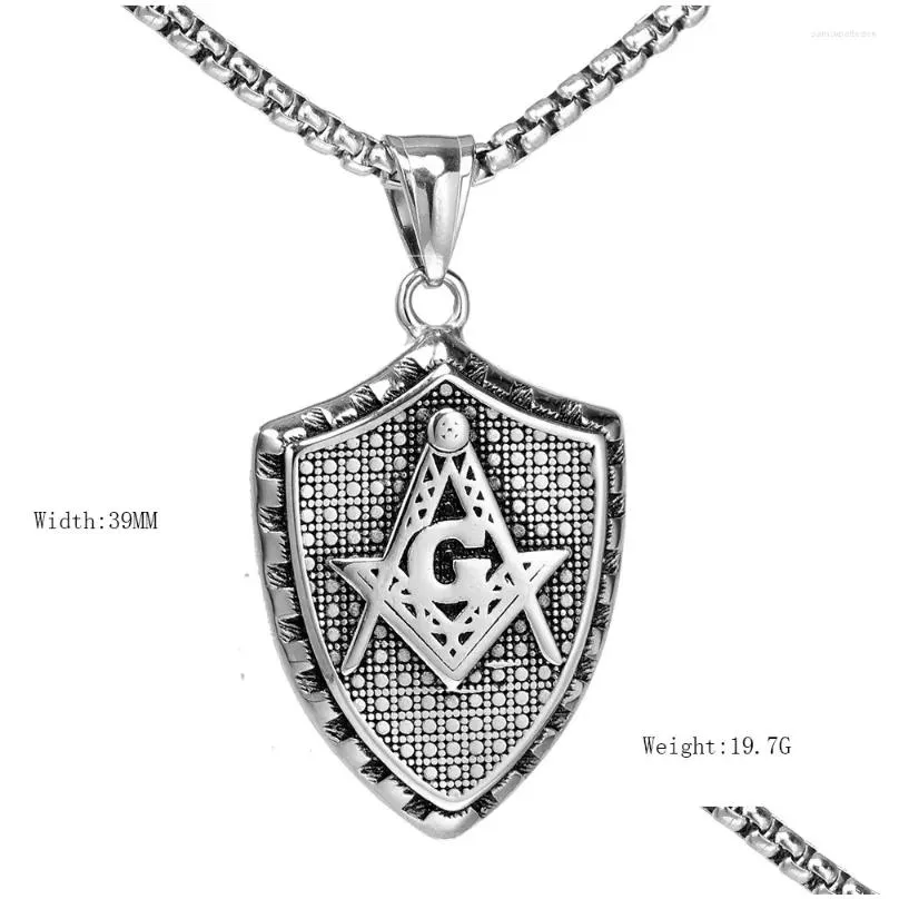 Pendant Necklaces Fashion Vintage Masonic Shield Necklace For Men Women Street Casual Jewelry Accessories