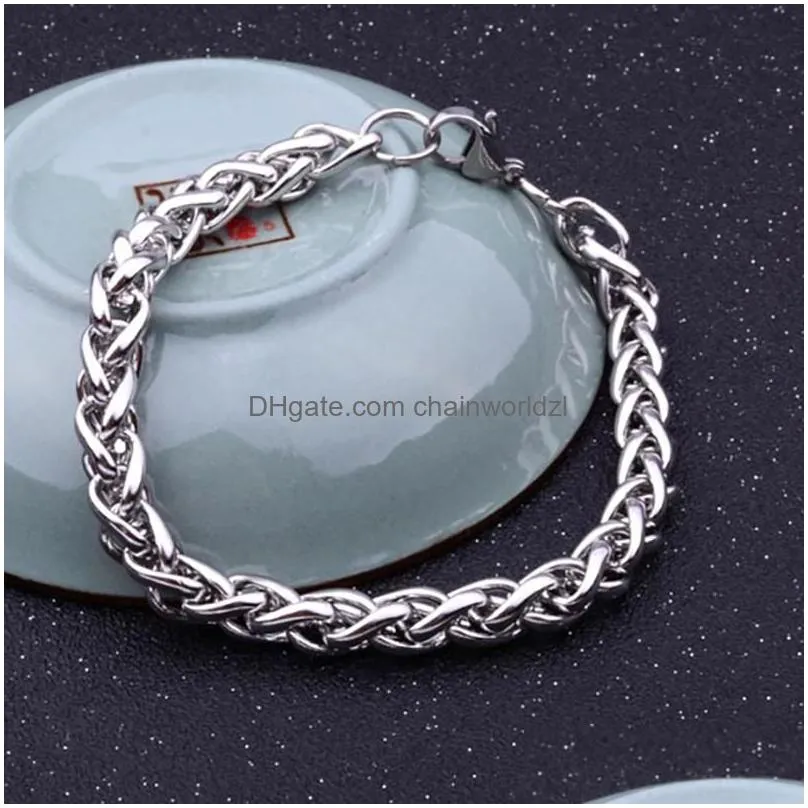 link chain 20cm solid stainless steel bracelets for men and women metal punk casual bracelet unisex curb cuban kent22