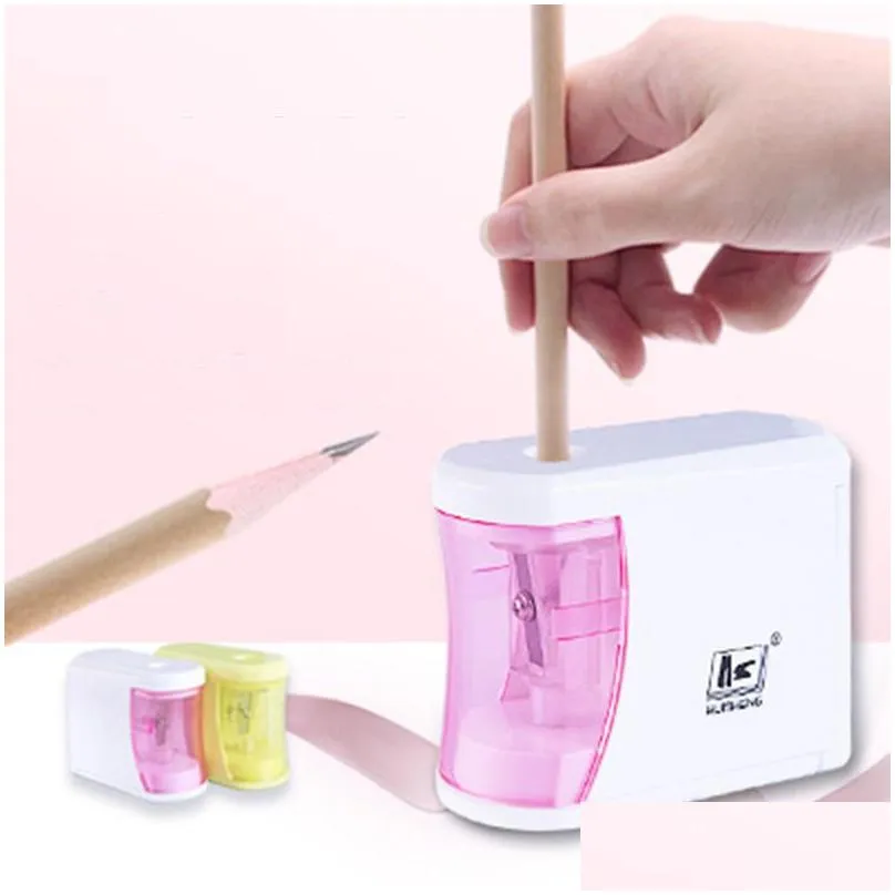 Pencil Sharpeners Wholesale Matic Electric Pencil Sharpener Safe Fast Prevent Accidental Opening Stationery School Supplies Students A Dh2Vu