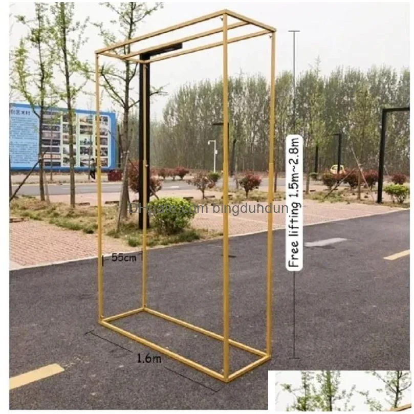 Party Decoration Party Decoration Wedding Arch Cuboid Pergola Flower Balloon Fixed Frame Backdrop Stand Retractable Height Metal Home Dhnm9