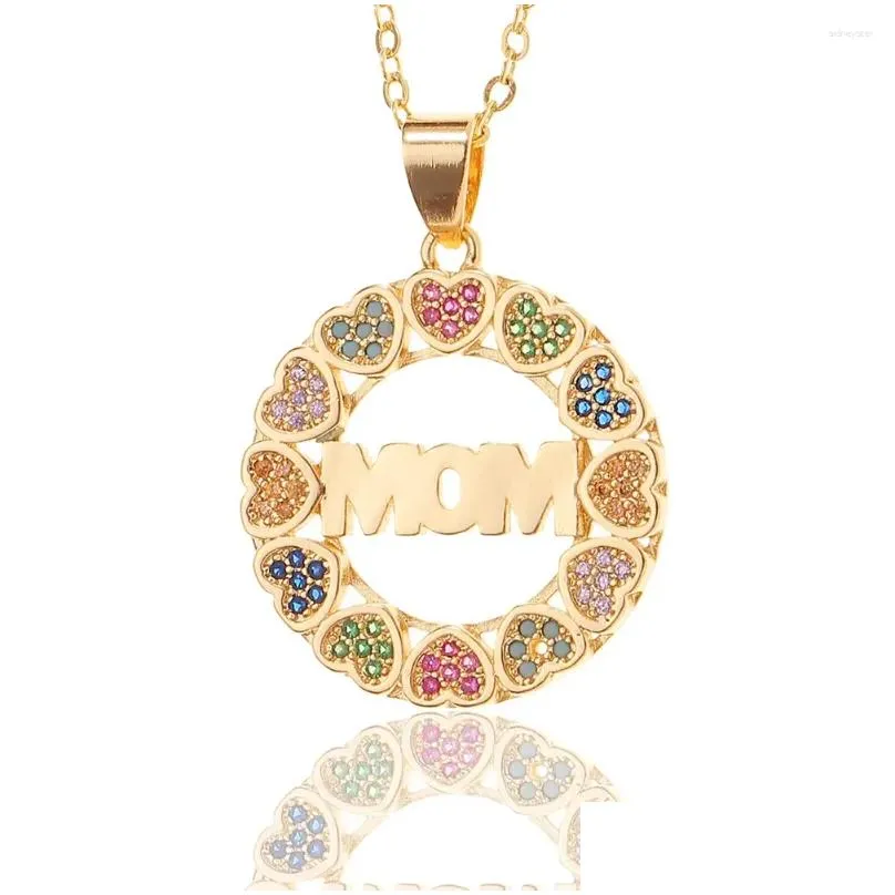 Pendant Necklaces 2023 Classic Fashion Women`s Jewelry Rhinestone Heart MOM Creative Mother`s Day Holiday Gift