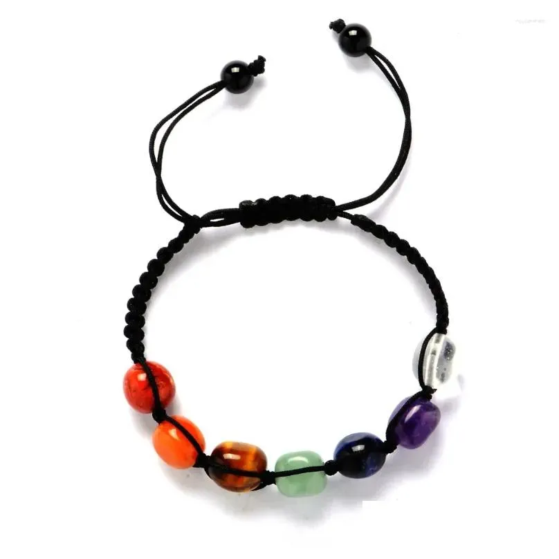 Charm Bracelets Handmade 7 Chakra Bracelet Natural Stone Adjustable Gem Quartz Tiger Eyes Agate Beads Jewelry Bijoux For Women Men