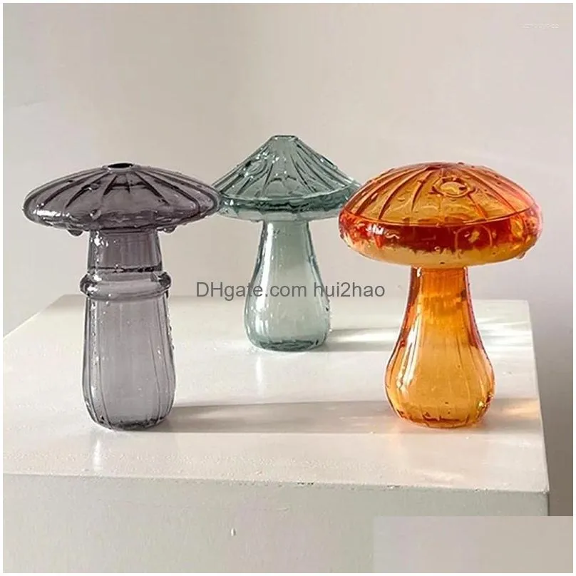 vases glass mushroom flower decoration desktop living mini ornament room bottle transparent creative vase