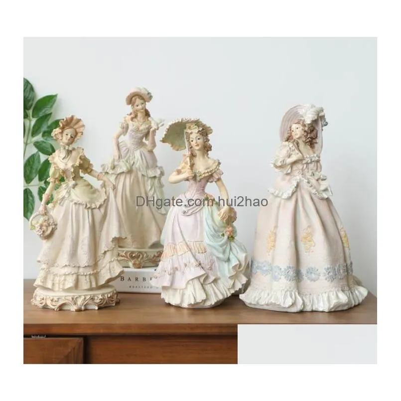 decorative objects figurines european victorian girl beauty resin statue ornaments home livingroom desktop sculpture craft cabinet store decoration