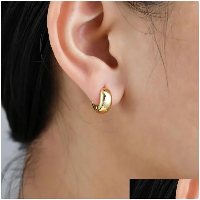 Hoop Earrings SIPENGJEL Small Chunky For Women Gold Plated Stainless Steel Thick Teardrop Statement Wedding Jewelry