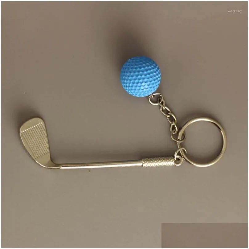 Keychains & Lanyards Keychains 12Pcs/Lot Alloy Key Chains Colorf Golf Ball Brassie Five Color Mtiple Casual Sporty Style Men Women Key Dh8E5