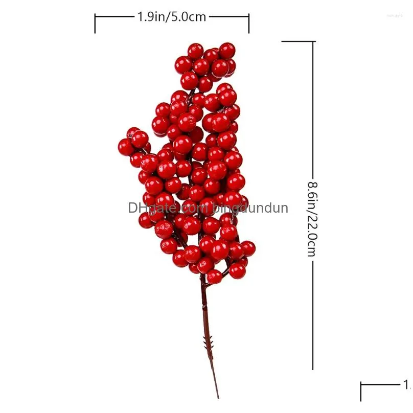 Party Decoration Party Decoration 3Pcs Christmas Berry Branches Picks Branch Tree Red Berries For Crafts Drop Delivery Home Garden Fes Dhvlu