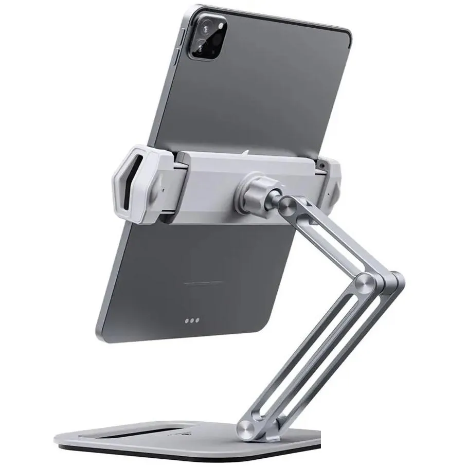 Tablet Stand Holder Desktop Phone Mount Stand with 2 Adjustable Arm and 360° Rotates Tablet Holder Universal Foldable Multi Angle