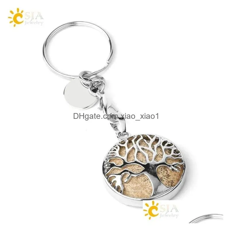 ups natural crystal personalized simple hollow life tree luggage keychain keyring pendant accessories foreign trade source 10.3