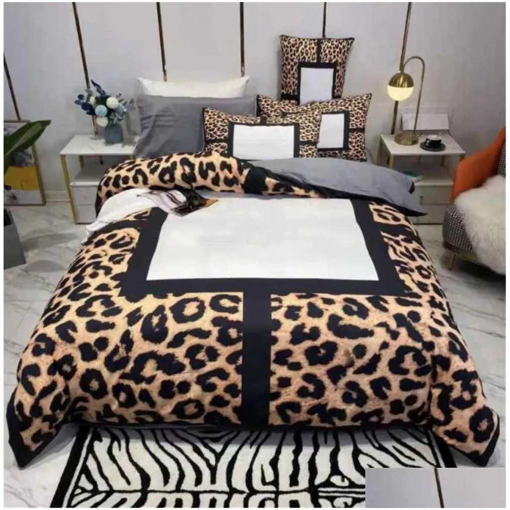 fashion king size designer bedding set covers 4 pcs letter printed silk duvet cover luxury queen bed sheets with pillowcase fast ship