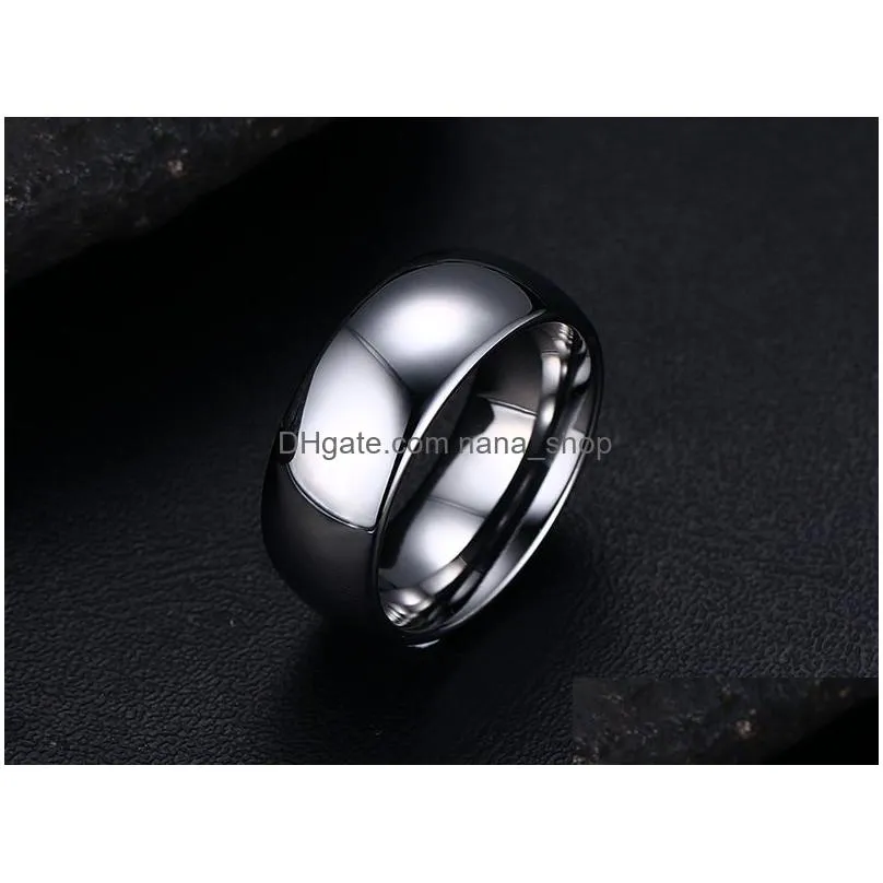 Cluster Rings 8Mm Tungsten Steel Sier Plain Wedding Band Simple Promise Rings Engraving305Q Drop Delivery Jewelry Ring Dhylo