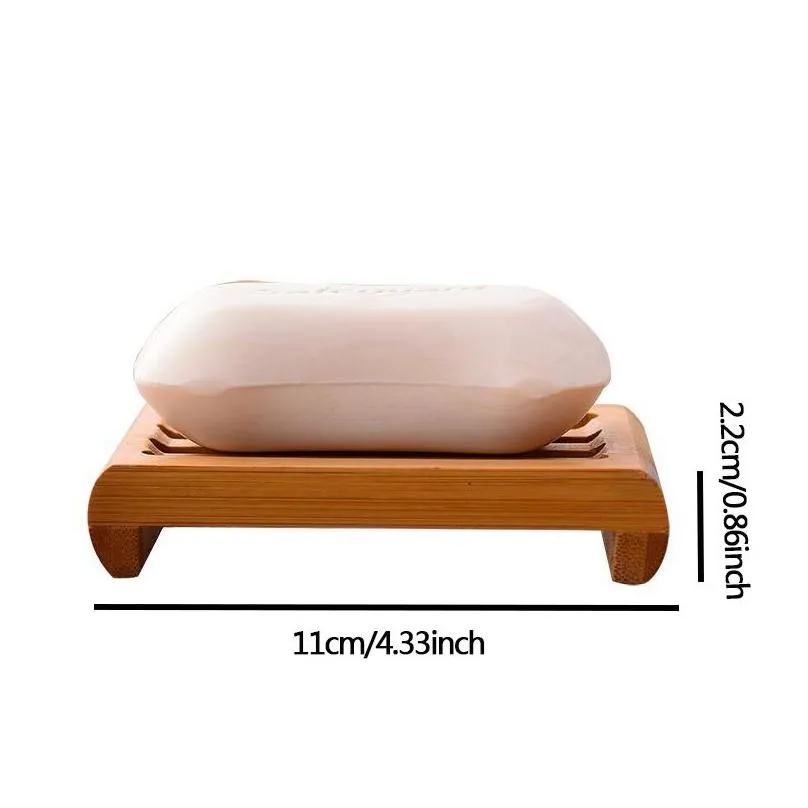 Wooden Manual Square Soaps Dishes Eco-Friendly Drainable Soap Dish Tray Round Shape Solid Wood Storage Holder Bathroom Accessories BH5072