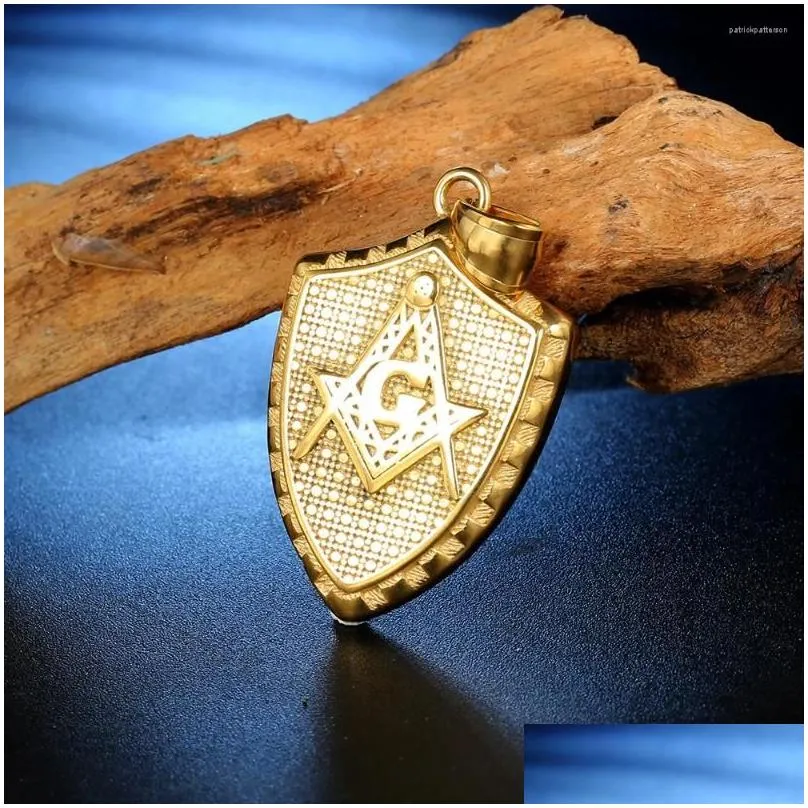 Pendant Necklaces Fashion Vintage Masonic Shield Necklace For Men Women Street Casual Jewelry Accessories