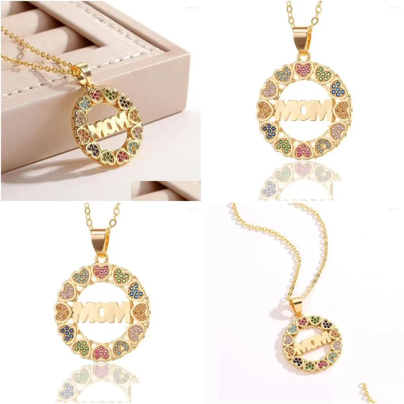 Pendant Necklaces 2023 Classic Fashion Women`s Jewelry Rhinestone Heart MOM Creative Mother`s Day Holiday Gift