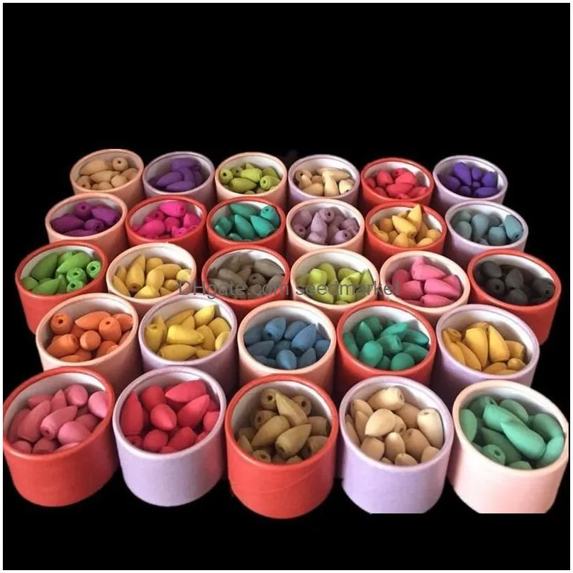 25pc/box backflow cone incense natural plant cones incense indoor office aromatherapy sandalwood lavender jasmine incense fy2704