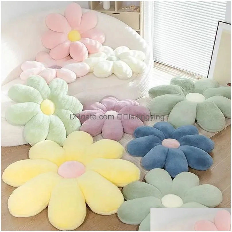 dolls soft colour fluffy flower throw pillow stuffed lifelike daisy flowers plush toy plant home decor cushion chair mat for kids girl