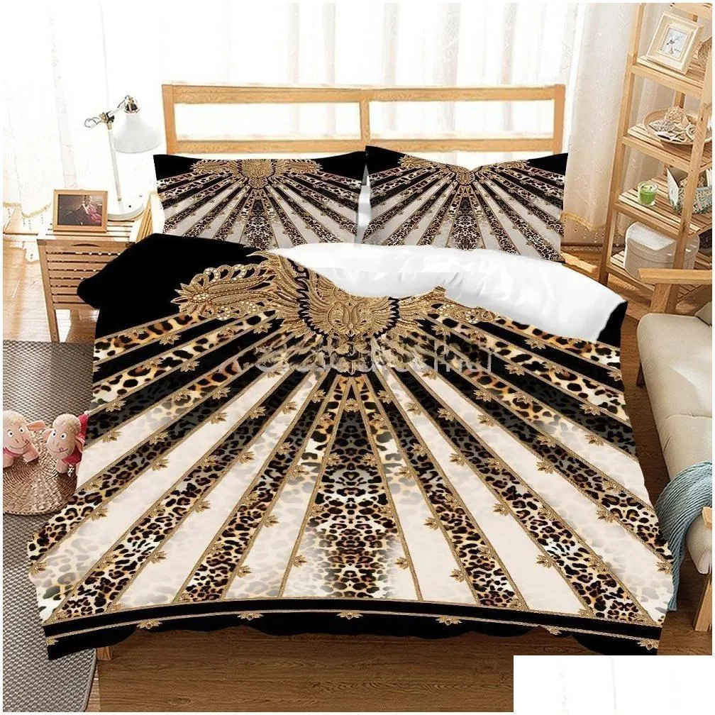 bedding sets luxury baroque modern art 3d golden  bedding animal bed linen set duvet cover set 23 pcs single double microfiber bed cover