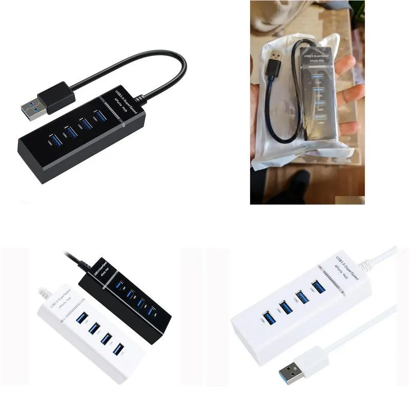 4 In 1 Black USB 3.0 HUB Splitter For PS4/PS4 Slim High Speed Adapter for Xbox with bags package