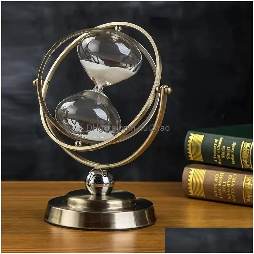 decorative objects luxury globe timer sand clock retro sandglass time hourglass nordic home decoration rotating hour glass office desktop ornaments