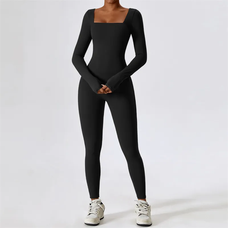 LL-8150 Womens Yoga Outfit Jumpsuits Long Sleeve Close-fitting Girls Dance Gym One Piece Yoga Jumpsuit Long Pants Breathable