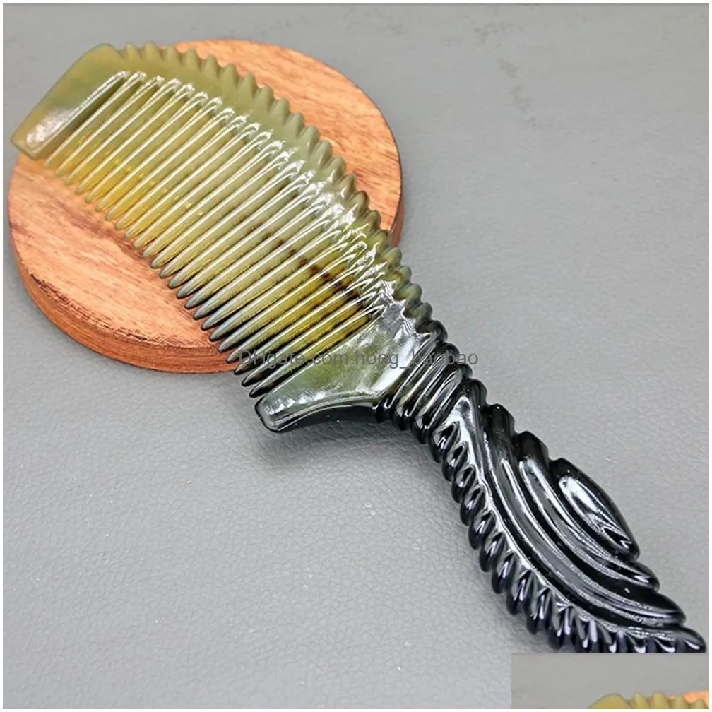 hair brushes handmade horn material hair care massage tool fine tooth comb anti-static care hair handmade of ox horn comb 231218