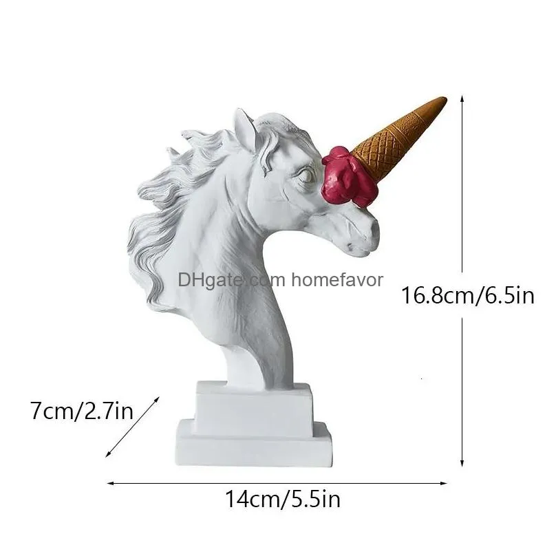 decorative objects figurines northeuins resin horse head with ice cream statue classic roman greek sculpture interior modern art ornament decortion