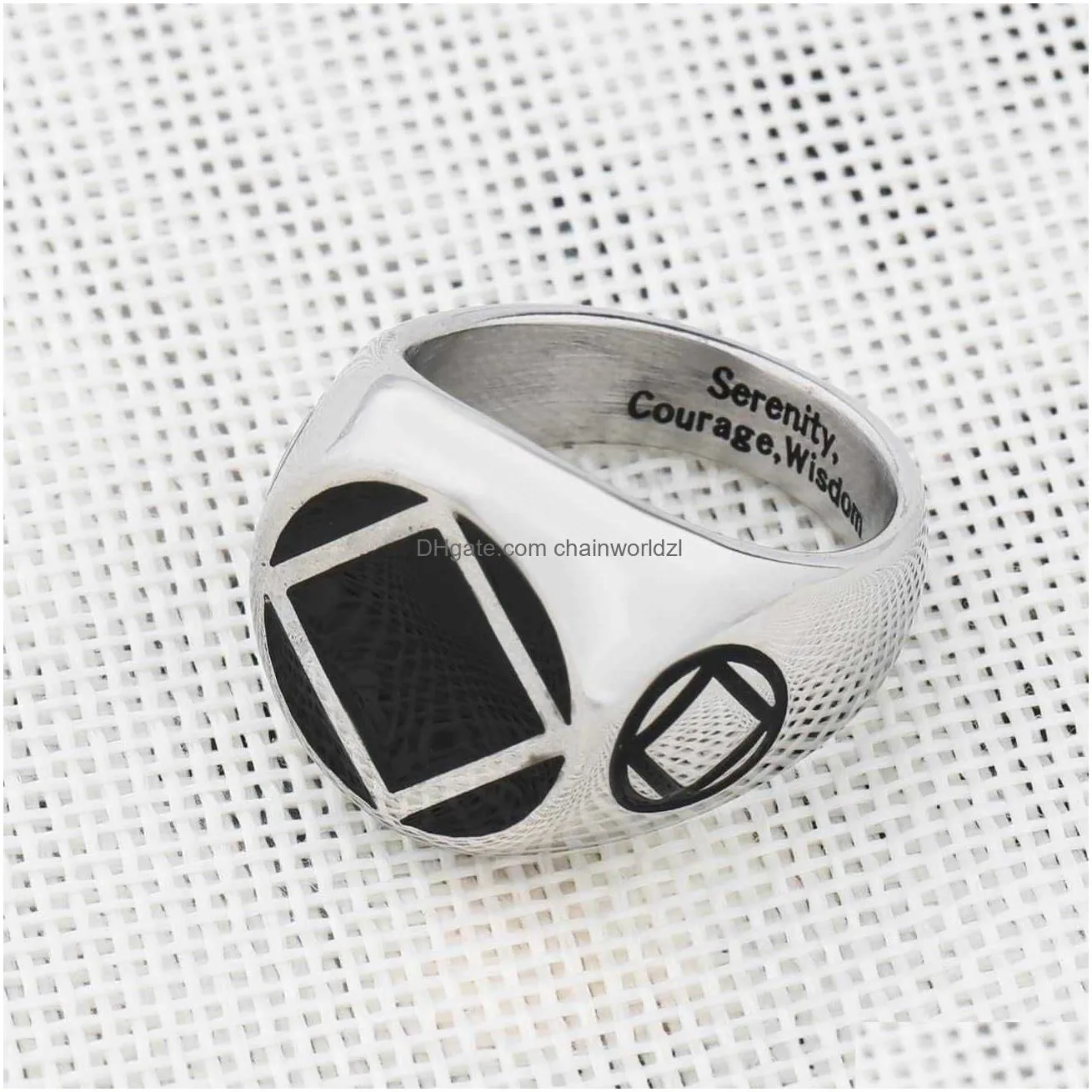 rljwunb aa na symbol sobriety ring serenity courage wisdom sobriety gift serenity prayer ring 12 step addict jewelry for family friend