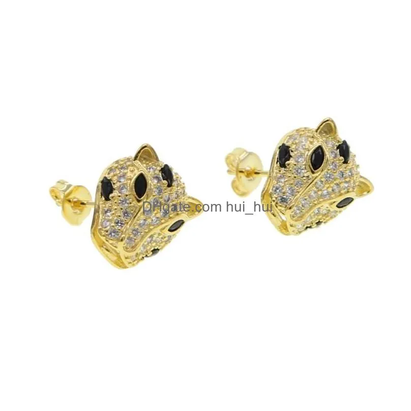 stud european and united states fashion style earrings leopard head animal metal jewelry for women1286m