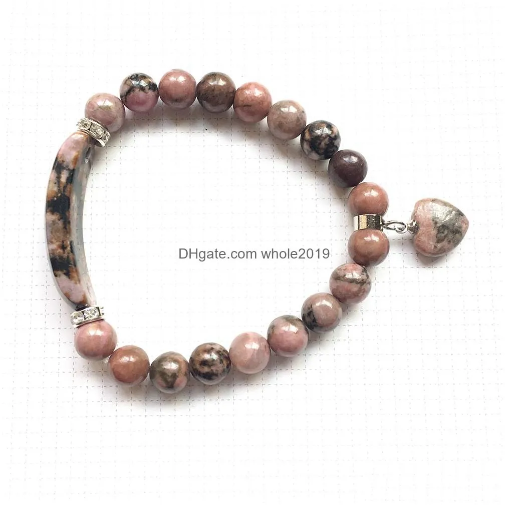 Beaded Sn0862 8 Mm Natural Rhodonite Pendant Bracelet For Women New Arrival Design Gem Stone Yoga Trendy Nce Jewelry3117 Drop Delivery Dhymp