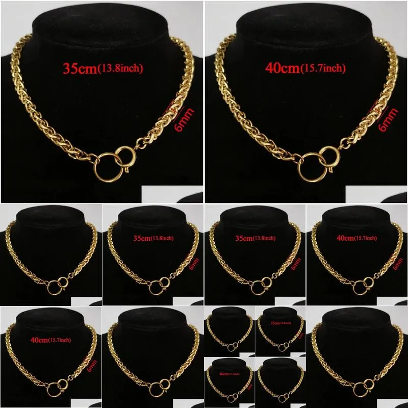 Chains Punk Cuban Chokers Necklace Women Collar 14K Yellow Gold Chunky Thick Chain Circle Hip Hop Men Neck Jewelry Drop Delivery Jewel Dhefp