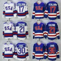 college wearHockey Mike Eruzione #21 1980 Miracle On Ice Team USA Hockey Jersey Jim Craig #30 Jack O`Callahan #17 Movie Jerseys Stitched Whi