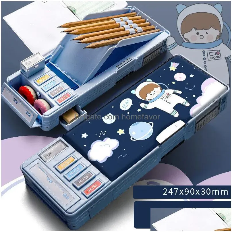 wholesale pencil bags deformed cute pencil case school stationery storage box cartoon pen plastic bag student kids school supplies