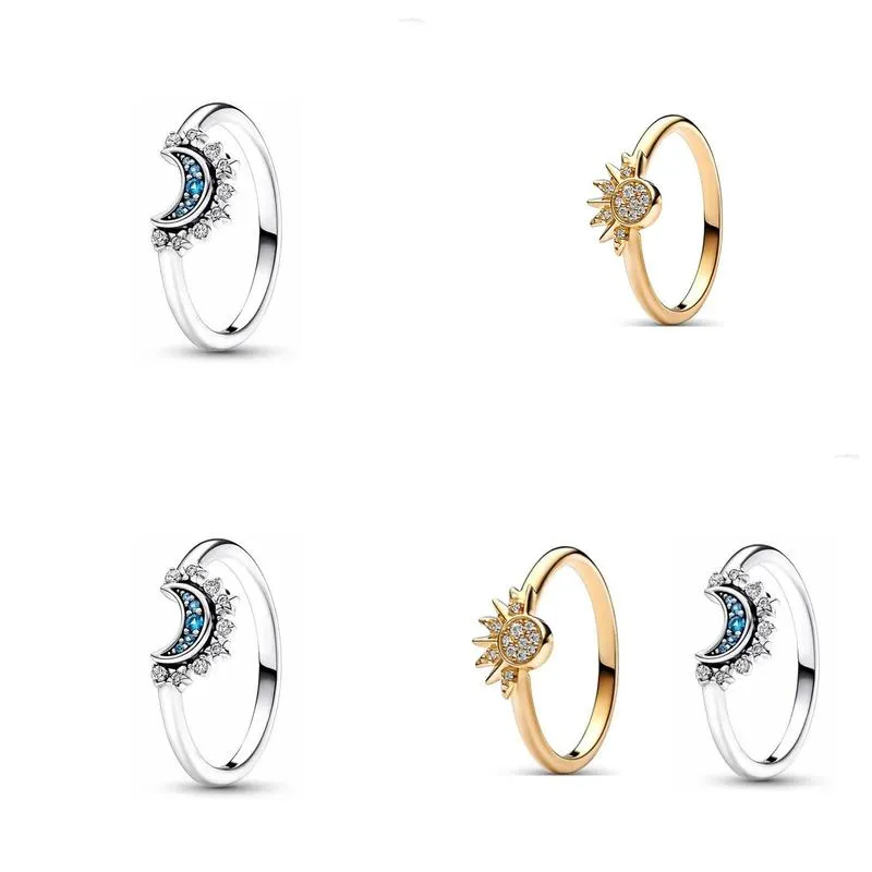 Cluster Rings Cluster Rings European Sun Moon Stone Size 6 7 8 9 Ring Fit Jewerlry Making Accessories For Women Men Drop Delivery Jewe Dhhs6